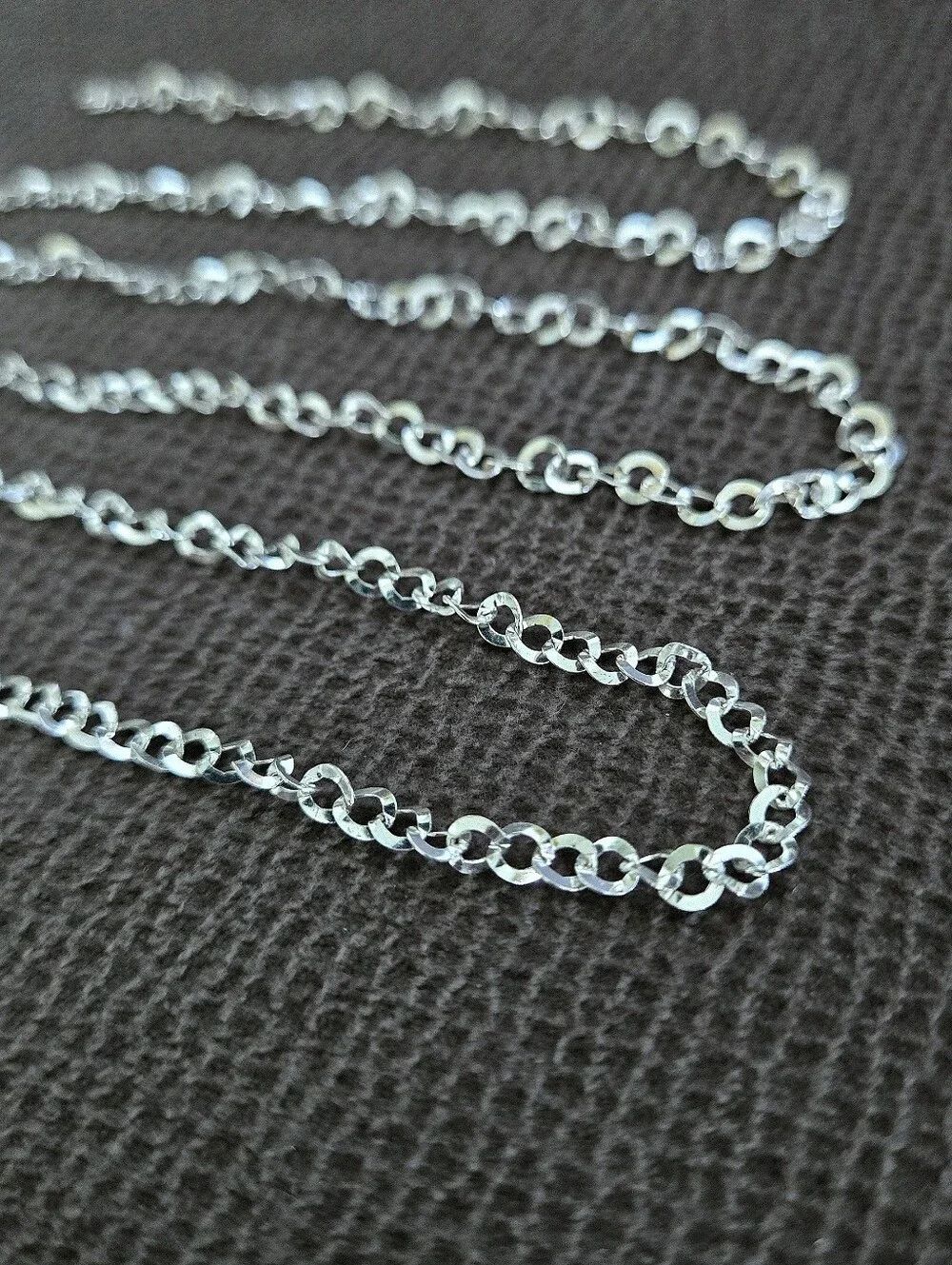 FAS Italy🇮🇹 Silver🤍 Twisted🧬 Flat Circle⭕️ Link Chain⛓️ - NWOT - Picture 5 of 15